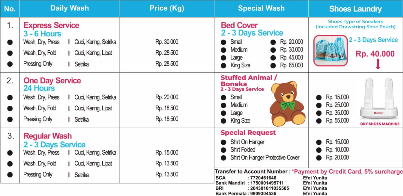 Pricelist DE Laundry